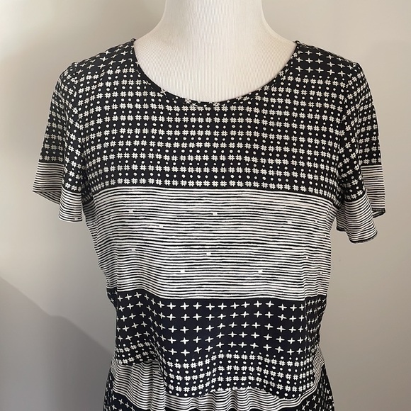 Madewell black and white mixed printed keyhole back dress - Picture 4 of 9